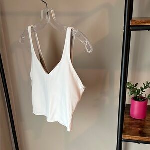 Lululemon Athletica White Sleeveless Fitted Crop Tank Top